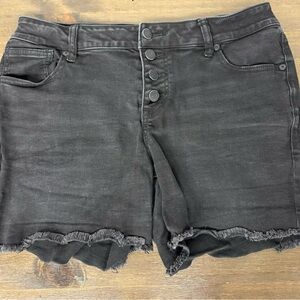 Maurices Black High-Rise Button-Front Denim Shorts